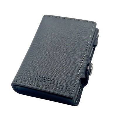 Portafoglio • Moero • Saffiano Grey Zip Grigio • Protezione RFID per carte Contactless • in Vera Pelle • Contiene fino a 12 Carte