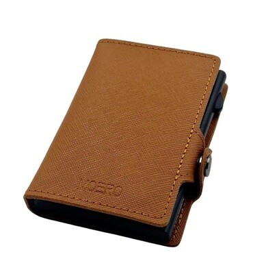Portafoglio • Moero • Saffiano Light Brown Zip Ghianda • Protezione RFID per carte Contactless • in Vera Pelle • Contiene fino a 13 Carte
