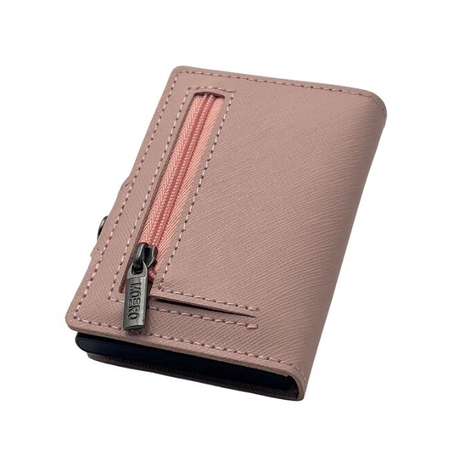 Portafoglio • Moero Saffiano Pink Zip Rosa • Protezione RFID per carte Contactless • in Vera Pelle • Contiene fino a 12 Carte