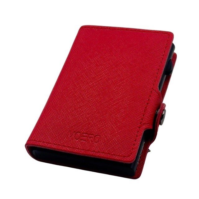 Portafoglio • Moero • Saffiano Red Zip Rosso • Protezione RFID per carte Contactless • in Vera Pelle • Contiene fino a 13 Carte