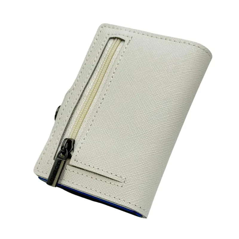 Portafoglio • Moero • Saffiano White Zip Bianco • Protezione RFID per carte Contactless • in Vera Pelle • Contiene fino a 12 Carte