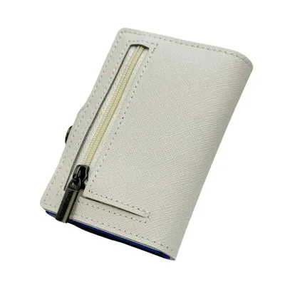 Portafoglio • Moero • Saffiano White Zip Bianco • Protezione RFID per carte Contactless • in Vera Pelle • Contiene fino a 12 Carte