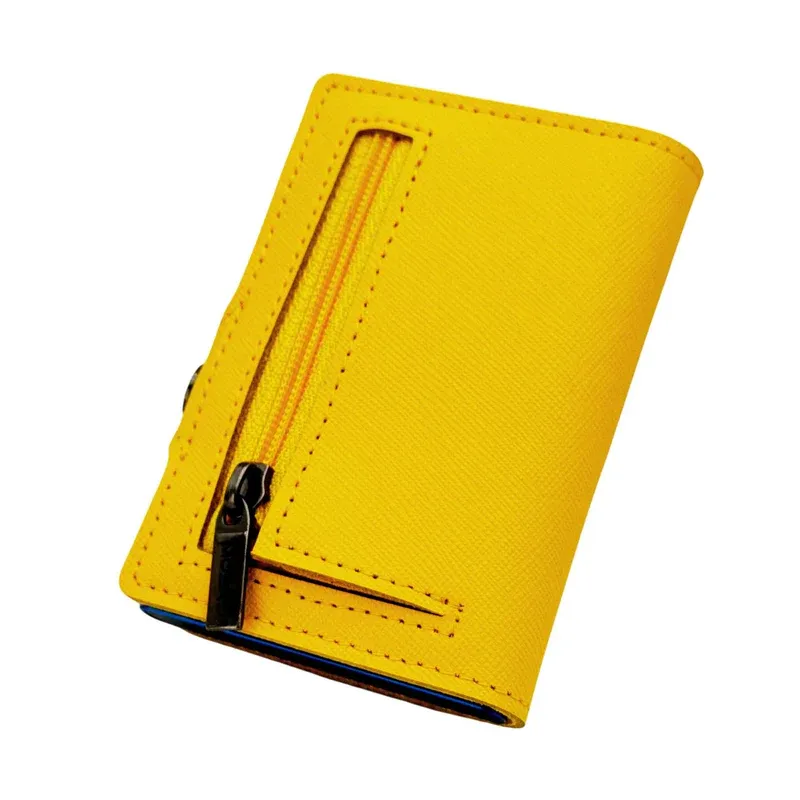 Portafoglio • Moero Saffiano Yellow Zip • Protezione RFID per carte Contactless • in Vera Pelle • Contiene fino a 13 Carte