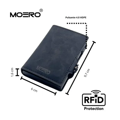 Portafoglio • Moero Vintage Black • Protezione RFID per carte Contactless • in Vera Pelle • Contiene fino a 13 Carte