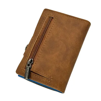 Portafoglio • Moero • Vintage Light Brown Zip • Protezione RFID per carte Contactless • in Vera Pelle • Contiene fino a 12 Carte