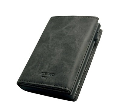 Portafoglio • Moero • Pro Vintage Grey Zip • Protezione RFID per carte Contactless • in Vera Pelle • Contiene fino a 10 Carte