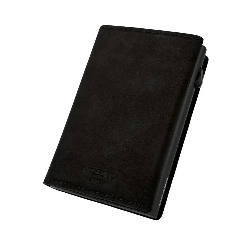 Portafoglio • Moero • Pro Vintage Black • Protezione RFID per carte Contactless • in Vera Pelle • Contiene fino a 9 Carte