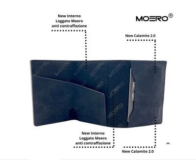 Portafoglio • Moero • Pro Vintage Blue • Protezione RFID per carte Contactless • in Vera Pelle • Contiene fino a 9 Carte