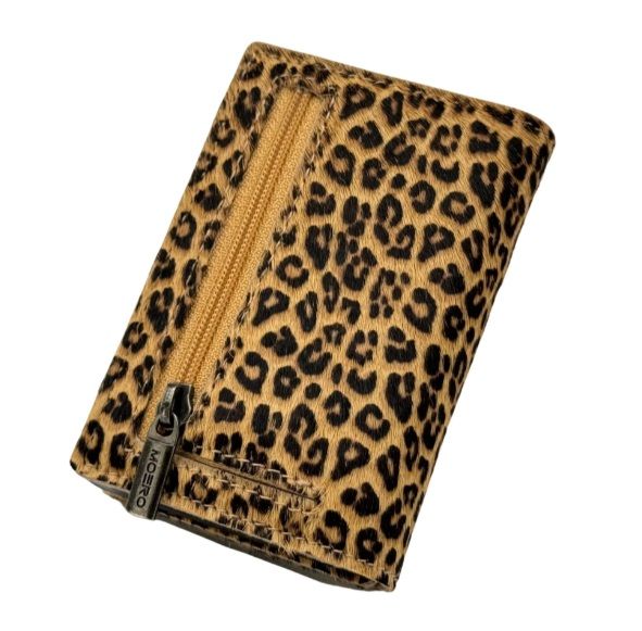 Portafoglio • Moero • Pro Animalier Leopardo Zip • Protezione RFID per carte Contactless • in Vera Pelle • Contiene fino a 9 Carte