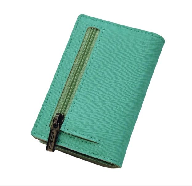 Portafoglio • Moero • Pro Saffiano Acquamarina Zip • Protezione RFID per carte Contactless • in Vera Pelle • Contiene fino a 9 Carte
