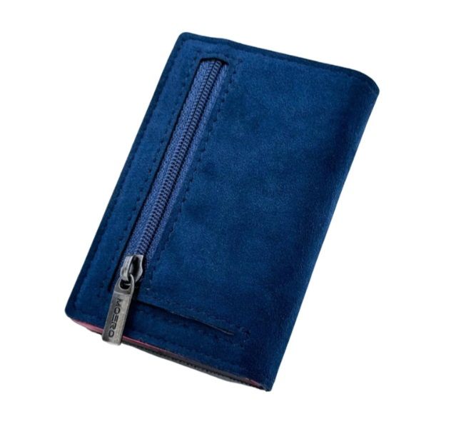 Portafoglio • Moero • Pro Superior Alcantara Blue Zip • Protezione RFID per carte Contactless • Contiene fino a 9 Carte