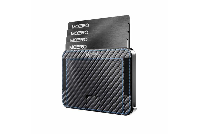 Portafoglio • Moero • M2 Pro • Carbon Racing Blue • Protezione RFID per carte Contactless • Contiene fino a 4 Carte