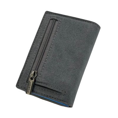 Portafoglio • Moero • Pro Superior Alcantara Grey Zip • Protezione RFID per carte Contactless • Contiene fino a 9 Carte