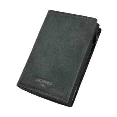 Portafoglio • Moero • Pro Superior Alcantara Grey Zip • Protezione RFID per carte Contactless • Contiene fino a 9 Carte