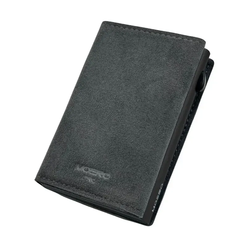 Portafoglio • Moero • Pro Superior Alcantara Grey Zip • Protezione RFID per carte Contactless • Contiene fino a 9 Carte