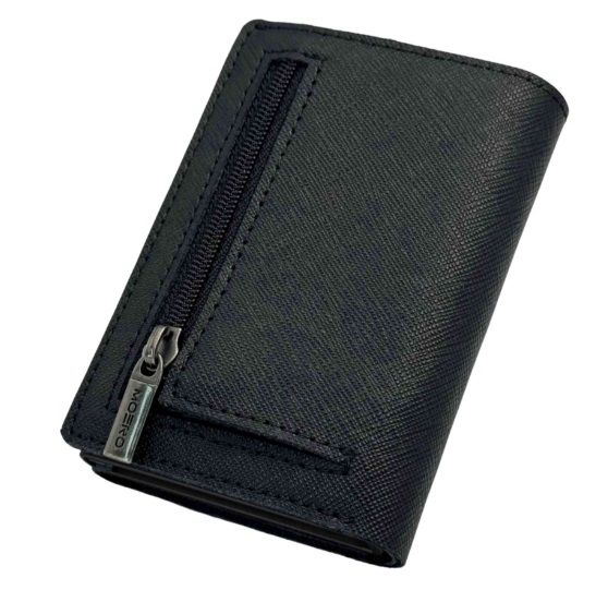Portafoglio • Moero • Pro Plus Saffiano Black Zip • Protezione RFID per carte Contactless • in Vera Pelle • Contiene fino a 6 Carte