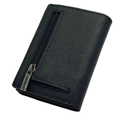 Portafoglio • Moero • Pro Plus Saffiano Black Zip • Protezione RFID per carte Contactless • in Vera Pelle • Contiene fino a 6 Carte