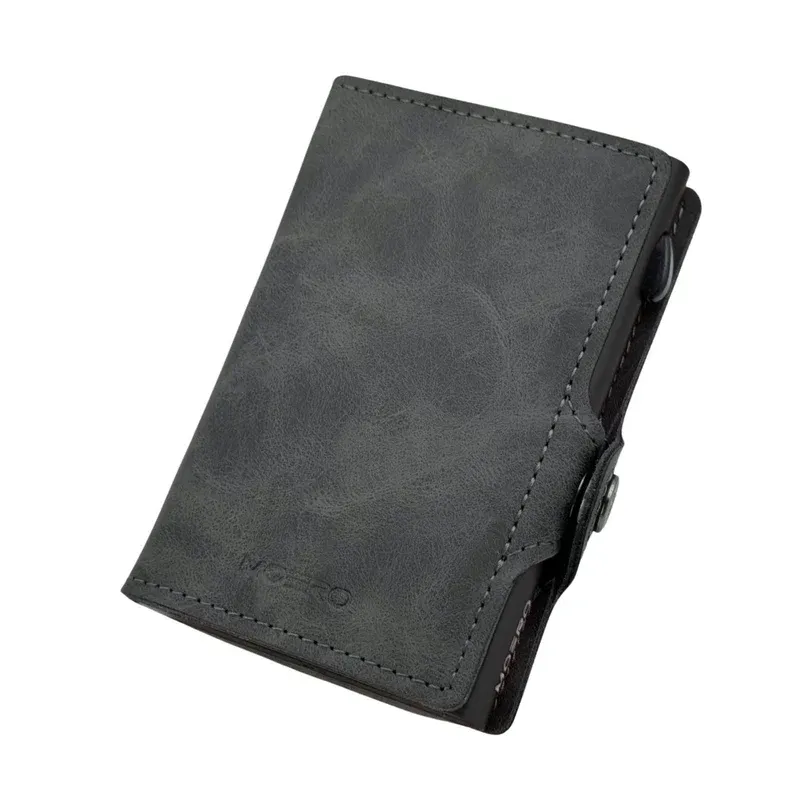 Portafoglio • Moero • Vintage Grey Zip • Protezione RFID per carte Contactless • in Vera Pelle • Contiene fino a 12 Carte