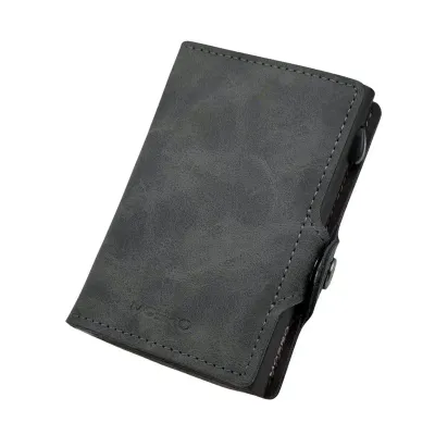 Portafoglio • Moero • Vintage Grey Zip • Protezione RFID per carte Contactless • in Vera Pelle • Contiene fino a 12 Carte