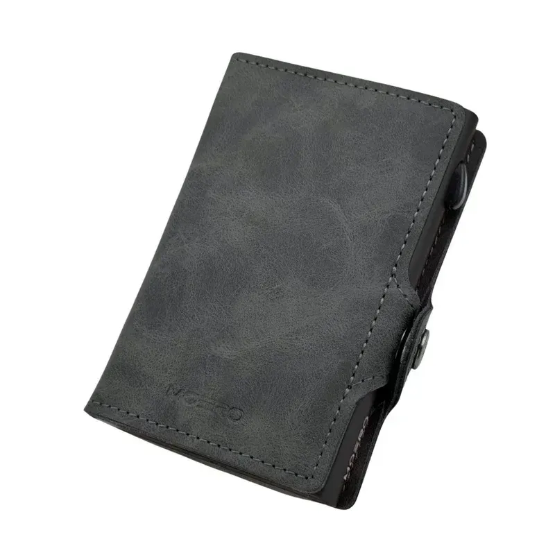 Portafoglio • Moero • Vintage Grey Zip • Protezione RFID per carte Contactless • in Vera Pelle • Contiene fino a 12 Carte