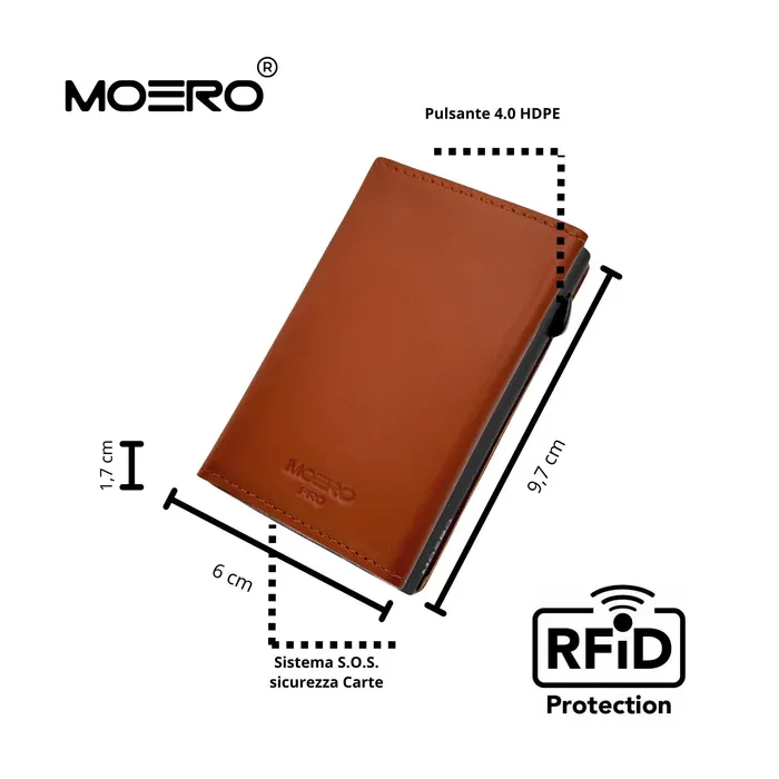 Portafoglio • Moero • Pro Prestige Brown • Protezione RFID per carte Contactless • in Vera Pelle • Contiene fino a 12 Carte