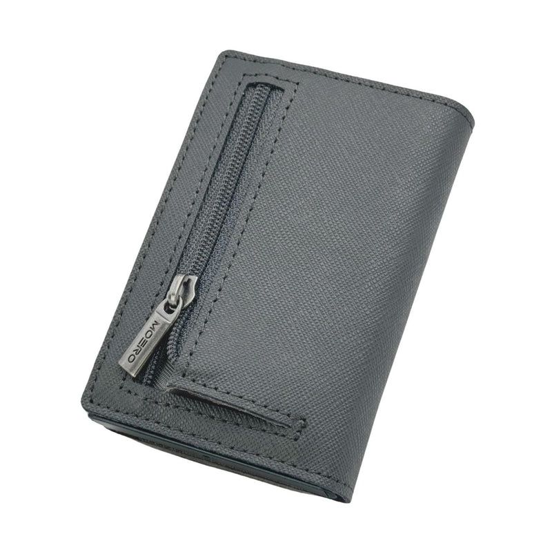 Portafoglio • Moero • Pro Saffiano Grey Zip • Protezione RFID per carte Contactless • in Vera Pelle • Contiene fino a 9 Carte