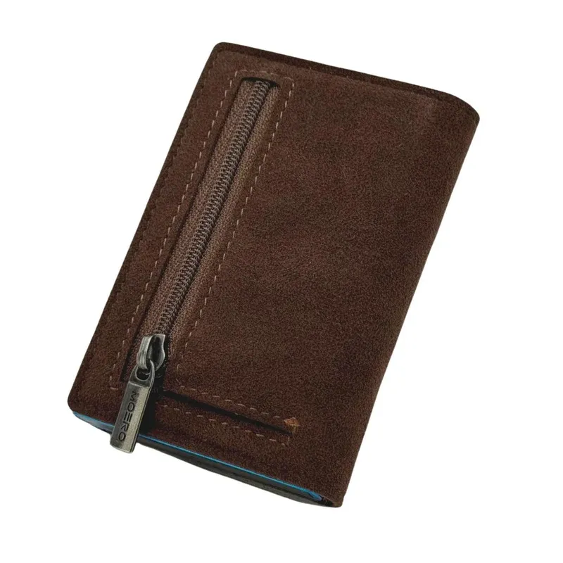 Portafoglio • Moero • Pro Superior Alcantara Brown Zip • Protezione RFID per carte Contactless • Contiene fino a 9 Carte