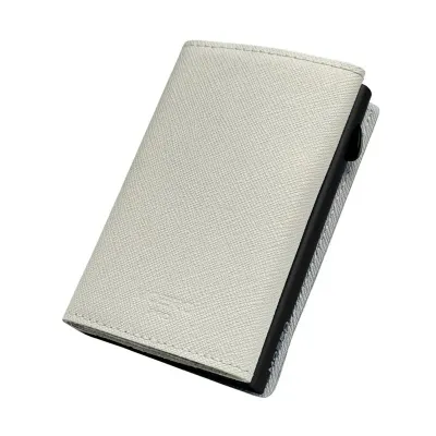 Portafoglio • Moero • Pro Saffiano White Zip • Protezione RFID per carte Contactless • in Vera Pelle • Contiene fino a 10 Carte