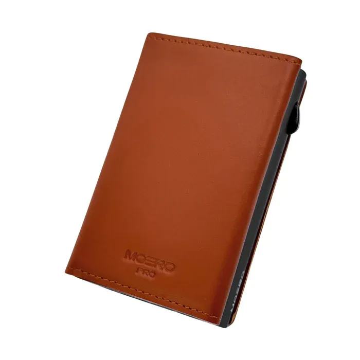 Portafoglio • Moero • Pro Prestige Brown Zip • Protezione RFID per carte Contactless • in Vera Pelle • Contiene fino a 12 Carte