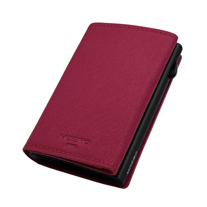 Portafoglio • Moero • Pro Saffiano Magenta Zip • Protezione RFID per carte Contactless • in Vera Pelle • Contiene fino a 10 Carte