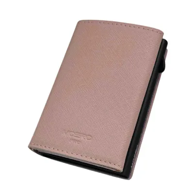 Portafoglio • Moero • Pro Plus Saffiano Pink Zip • Protezione RFID per carte Contactless • in Vera Pelle • Contiene fino a 6 Carte