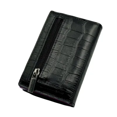 Portafoglio • Moero • Pro Croco Black Nera Zip • Protezione RFID per carte Contactless