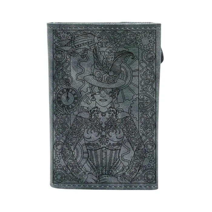 Portafoglio • Moero • Pro Steampunk 4 Vintage Grey Zip • Protezione RFID per carte Contactless • in Vera Pelle • Contiene fino a 10 Carte