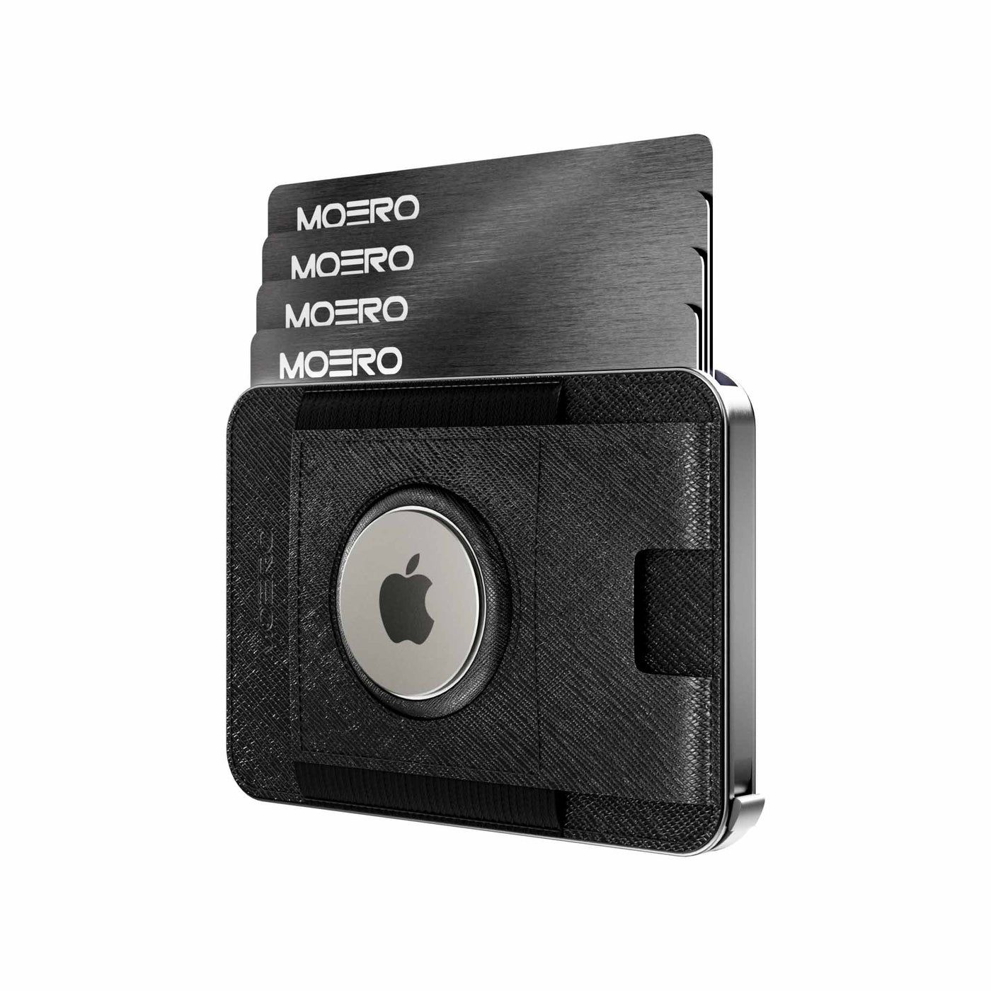 Portafoglio • Moero • M2 Pro Airtag • Saffiano Black • Protezione RFID per carte Contactless • Contiene fino a 4 Carte