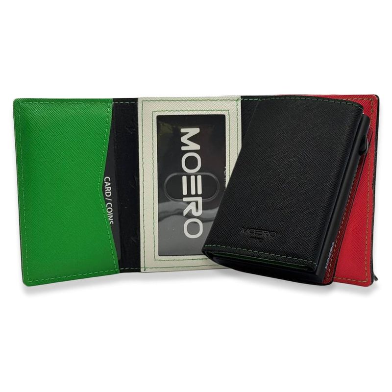 Portafoglio • Moero • Pro Plus Saffiano Black Bandiera Italiana Zip • Protezione RFID per carte Contactless • in Vera Pelle • Contiene fino a 6 Carte Portafoglio • Moero • Pro Plus Saffiano Black Bandiera Italiana Zip • Protezione RFID per carte Contactless • in Vera Pelle • Contiene fino a 6 Carte