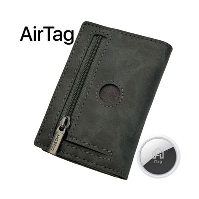 Portafoglio • Moero • Pro Vintage Airtag Gray • Protezione RFID per carte Contactless • in Vera Pelle • Contiene fino a 9 Carte