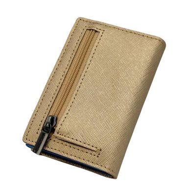 Portafoglio • Moero • Pro Saffiano Gold Zip • Protezione RFID per carte Contactless • in Vera Pelle • Contiene fino a 9 Carte