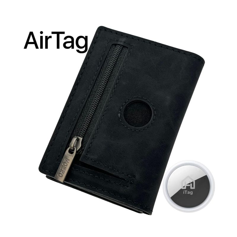 Portafoglio • Moero • Pro Vintage Airtag Black • Protezione RFID per carte Contactless • in Vera Pelle • Contiene fino a 9 Carte