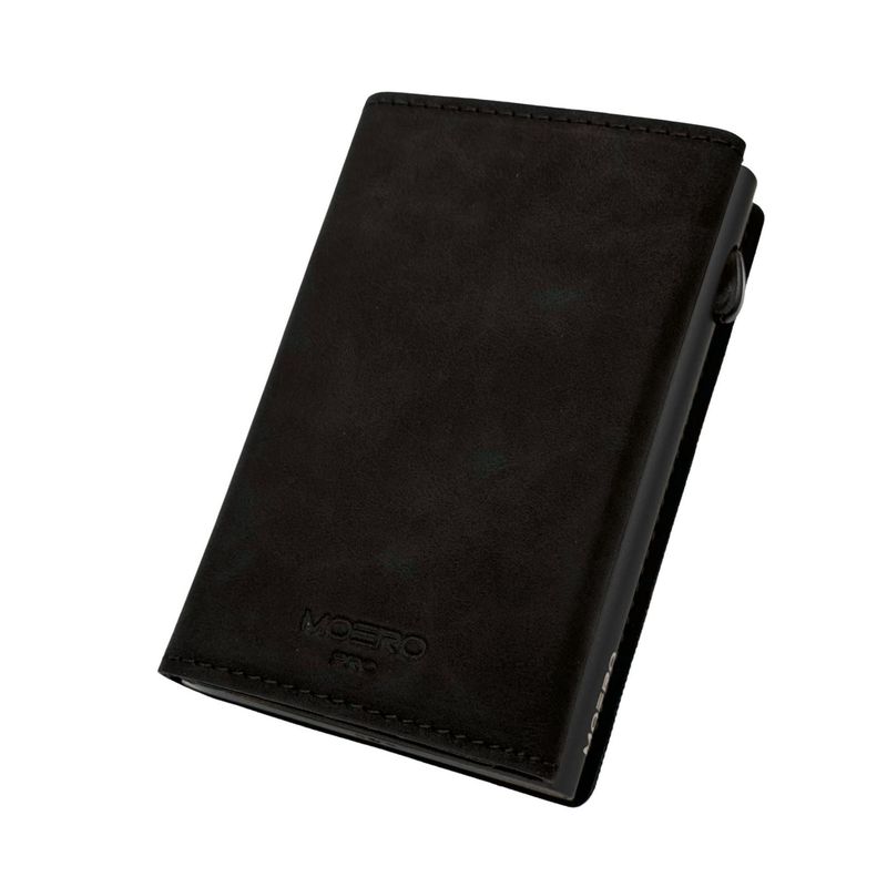 Portafoglio • Moero • Pro Vintage Airtag Black • Protezione RFID per carte Contactless • in Vera Pelle • Contiene fino a 9 Carte