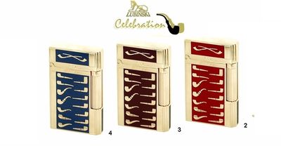 Lubinski Accendino Per Pipa Celebration W381.4 Placcato Oro Blu Lubinski Accendino Per Pipa Celebration W381.4 Placcato Oro Blu