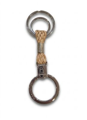 Bagnara Portachiavi Personalizzabile In Pelle Intrecciata Beige 0738