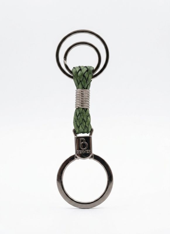 Bagnara Portachiavi Personalizzabile In Pelle Intrecciata Verde 0738