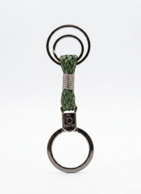 Bagnara Portachiavi Personalizzabile In Pelle Intrecciata Verde 0738