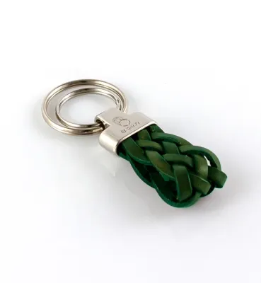 Bagnara Portachiavi Metallo e Cuoio Intrecciato Verde Classico Scuby 1473