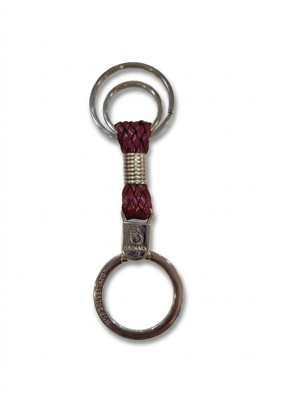 Bagnara Portachiavi Personalizzabile In Pelle Intrecciata Rosso 0738
