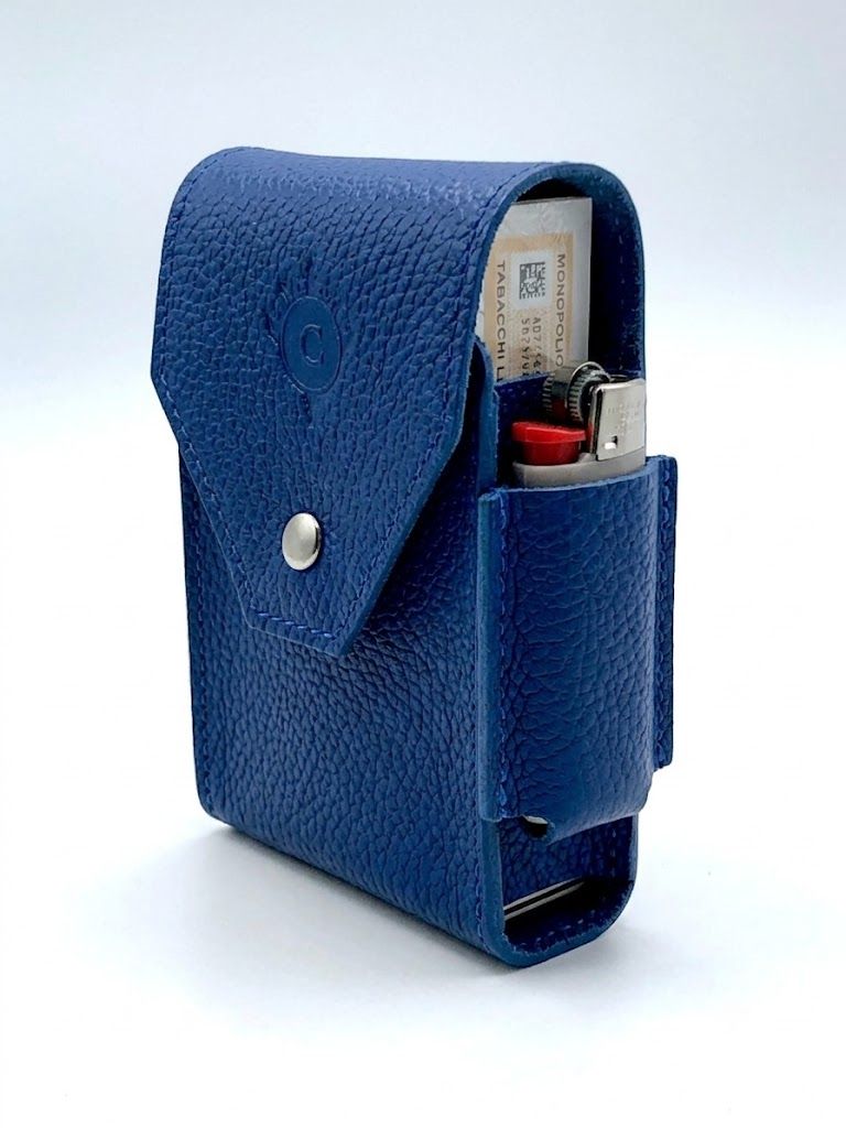 Cartujano Porta Pacchetto Classico Con Porta Accendino Blu Cartujano Porta Pacchetto Classico Con Porta Accendino Blu
