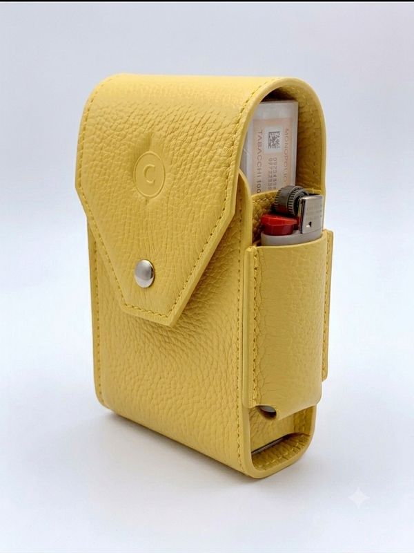 Cartujano Porta Pacchetto Lungo Con Porta Accendino Giallo Cartujano Porta Pacchetto Lungo Con Porta Accendino Giallo