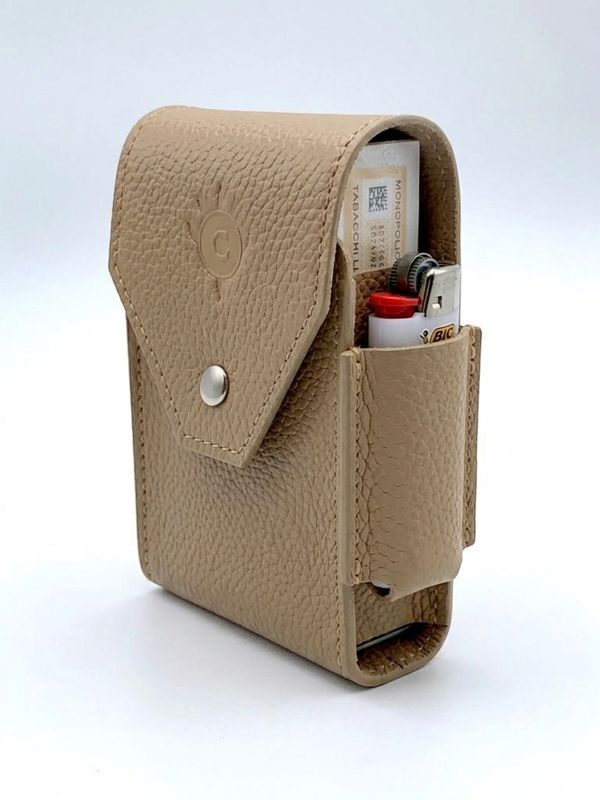 Cartujano Porta Pacchetto Classico Con Porta Accendino Beige Cartujano Porta Pacchetto Classico Con Porta Accendino Beige