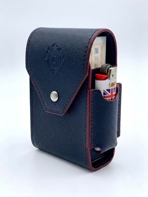 Cartujano Porta Pacchetto Classico Con Porta Accendino Blu Navy Saffiano