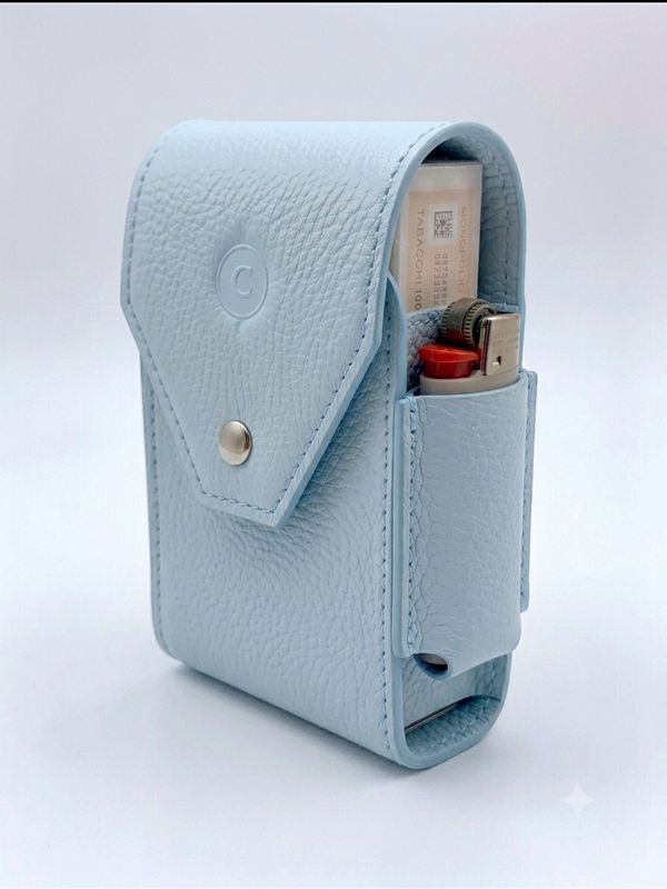 Cartujano Porta Pacchetto Lungo Con Porta Accendino Azzurro Cartujano Porta Pacchetto Lungo Con Porta Accendino Azzurro